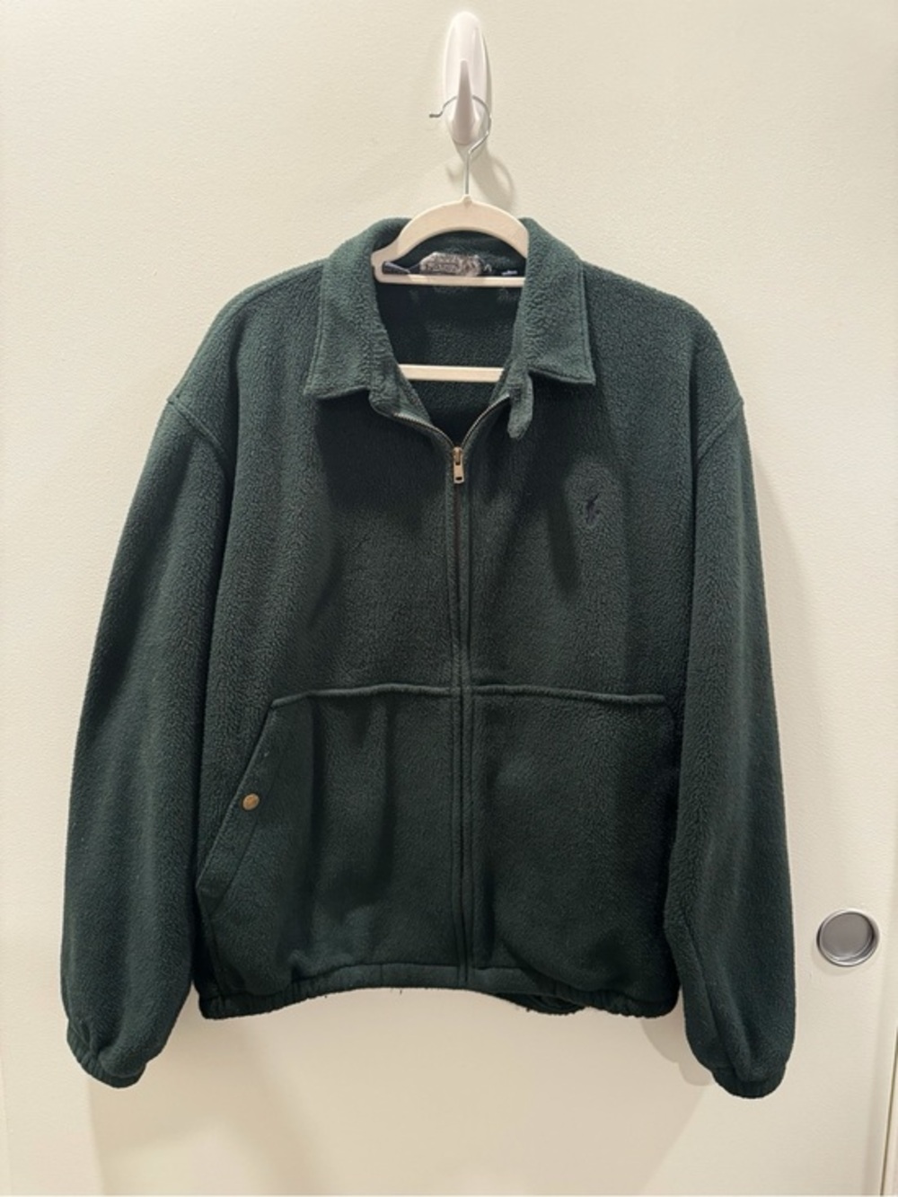 Polo by Ralph Lauren 90s Vintage Green Fleece Zip Up Jacket Size Large